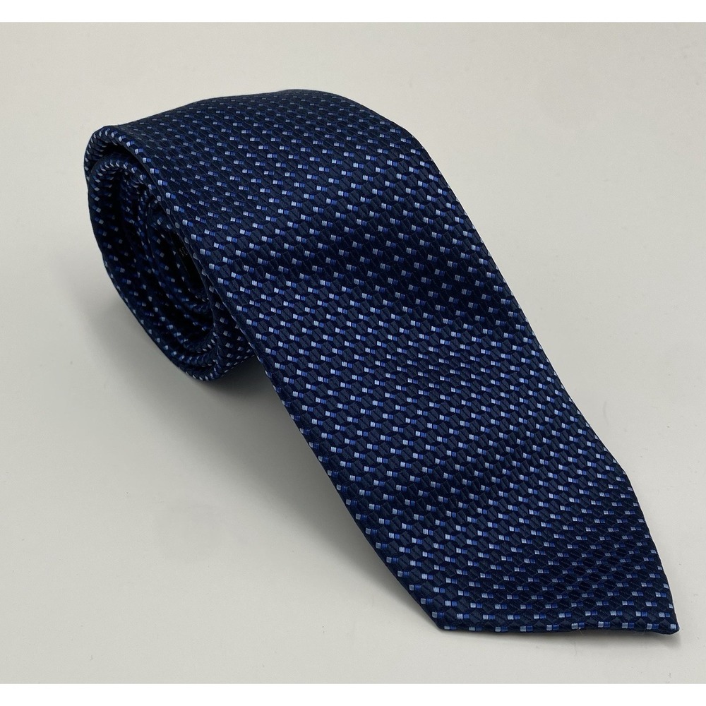 Laurant Bennet‎ Men's Microfiber AOP Squares Neck Toe Blue New
